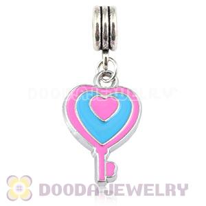 Platinum Plated Alloy Enamel European Heart Key Charms Wholesale 