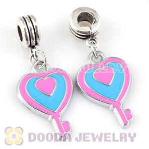 Platinum Plated Alloy Enamel European Heart Key Charms Wholesale 
