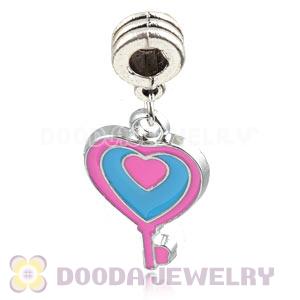 Platinum Plated Alloy Enamel European Heart Key Charms Wholesale 