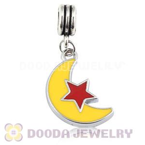 Platinum Plated Alloy Enamel European Moon And Star Charms Wholesale 