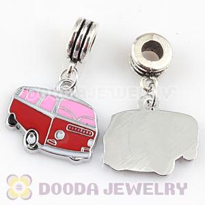 Platinum Plated Alloy Enamel European Bus Charms Wholesale 