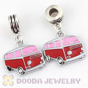 Platinum Plated Alloy Enamel European Bus Charms Wholesale 