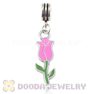 Platinum Plated Alloy Enamel European Tulip Charms Wholesale