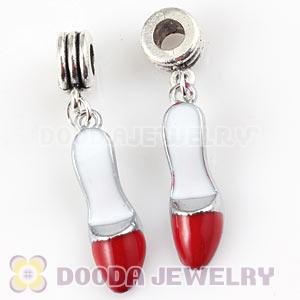 Platinum Plated Alloy Enamel European High Heel Shoe Charms 