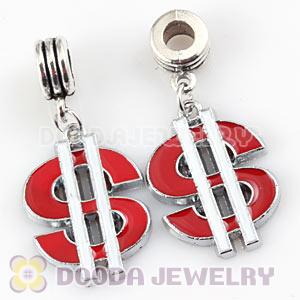 Platinum Plated Alloy Enamel European Dollar Charms Wholesale 