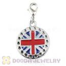 Platinum Plated Alloy European Jewelry British Flag Charms Wholesale
