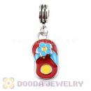 Platinum Plated Alloy Enamel European Slipper Charms With Stone
