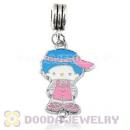 Platinum Plated Alloy Enamel European Girl Charms Wholesale