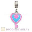 Platinum Plated Alloy Enamel European Heart Key Charms Wholesale