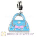Platinum Plated Alloy Enamel European Handbag Charms Wholesale