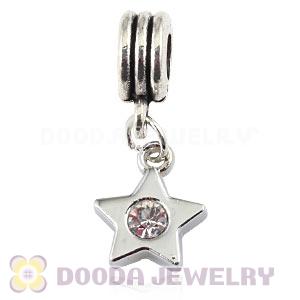 Platinum Plated Alloy European Star Charms With Stone 
