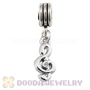 Platinum Plated Alloy European Music Note Charms With Stone 