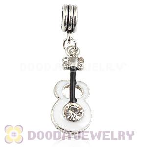 Platinum Plated Alloy Enamel European Violin Charms With Stone