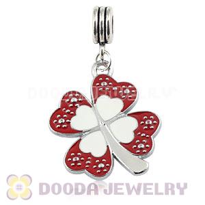 Platinum Plated Alloy Enamel European Four-Leaf Clover Charms Wholesale