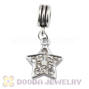 Platinum Plated Alloy European Pentagram Charms With Stone 