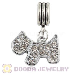 Platinum Plated Alloy European Dog Charms With Stone 