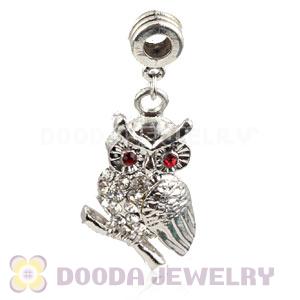 Platinum Plated Alloy European Owl Charms With Stone