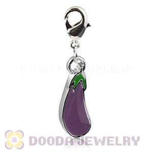 Platinum Plated Alloy Enamel European Jewelry Eggplant Charms Wholesale 