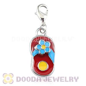Platinum Plated Alloy Enamel European Jewelry Slipper Charms Wholesale