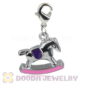 Platinum Plated Alloy Enamel European Jewelry Cockhorse Charms Wholesale 