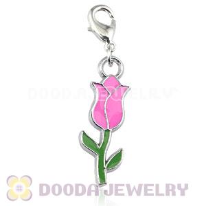 Platinum Plated Alloy Enamel European Jewelry Tulip Charms Wholesale