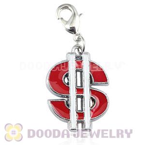 Platinum Plated Alloy Enamel European Jewelry Dollar Charms Wholesale