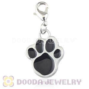 Platinum Plated Alloy Enamel European Jewelry Dog Paw Charms Wholesale 