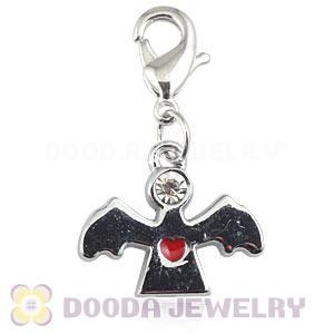 Platinum Plated Alloy European Jewelry Angel Charms With Stone