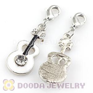 Platinum Plated Alloy Enamel European Jewelry Violin Charms With Stone