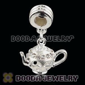 Silver Plated Alloy European Teapot Charms With Stone Wholesale