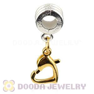 Gold Plated Alloy European Heart Charms With Stone Wholesale