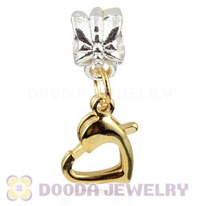 Gold Plated Alloy European Heart Charms With Stone Wholesale