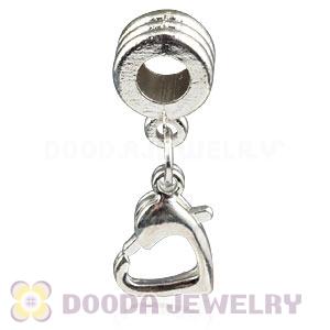 Silver Plated Alloy European Heart Charms With Stone Wholesale