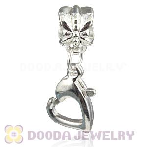 Silver Plated Alloy European Heart Charms With Stone Wholesale