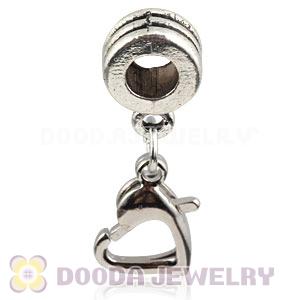 Platinum Plated Alloy European Heart Charms With Stone Wholesale