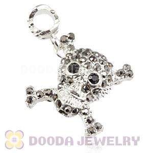 Silver Plated Alloy European Skull Charms With Stone Wholesale