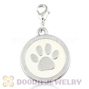 Platinum Plated Alloy Enamel European Jewelry Dog Paw Charms Wholesale