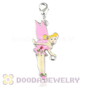 Platinum Plated Alloy Enamel European Jewelry Fairy Charms With Stone 