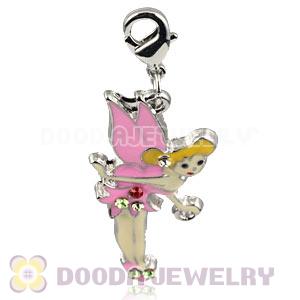 Platinum Plated Alloy European Enamel Jewelry Fairy Charms With Stone 