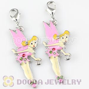 Platinum Plated Alloy European Enamel Jewelry Fairy Charms With Stone 