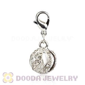 Silver Plated Alloy European Charms With White Stone Wholesale