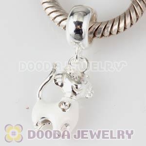 925 Sterling Silver European Enamel Dangle Cat Wholesale