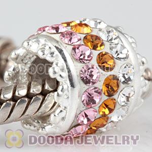 Sterling Silver European Charms Beads With Czech Stone