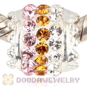 Sterling Silver European Charms Beads With Czech Stone