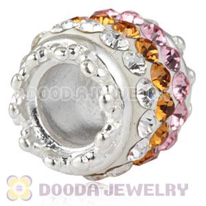 Sterling Silver European Charms Beads With Czech Stone