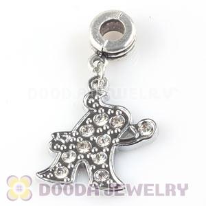 Platinum Plated Alloy European Mascotte Charms With Stone