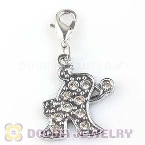 Platinum Plated Alloy European Jewelry Mascotte Charms With Stone