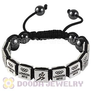 Handmade London 2012 Olympics Athletics Square Alloy Bracelets With Hematite