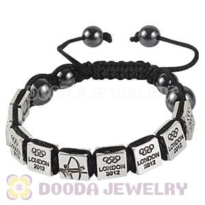 Handmade London 2012 Olympics Archery Square Alloy Bracelets With Hematite
