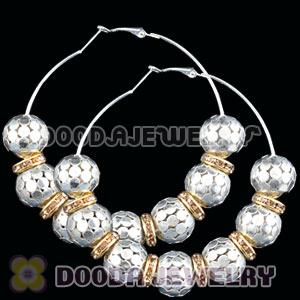 70mm Silver Basketball Wives Hoop Earrings With Alloy Ball Beads 